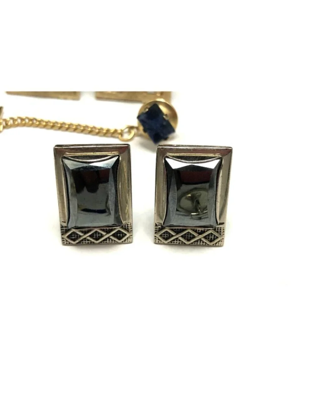 VINTAGE LOT OF CUFF LINKS AND TIE TACS - SWANK, SHIELDS, HICKOK, DANTE